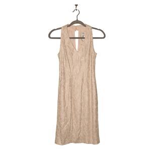 CACHE NEW $188 White Champagne Lace Sleeveless Halter Dress‎ Size 2
